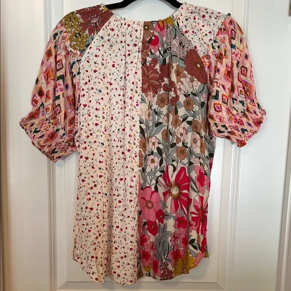 BiBi Women's Colorful Floral Patchwork Blouse Size Small NWOT - Picture 5 of 5